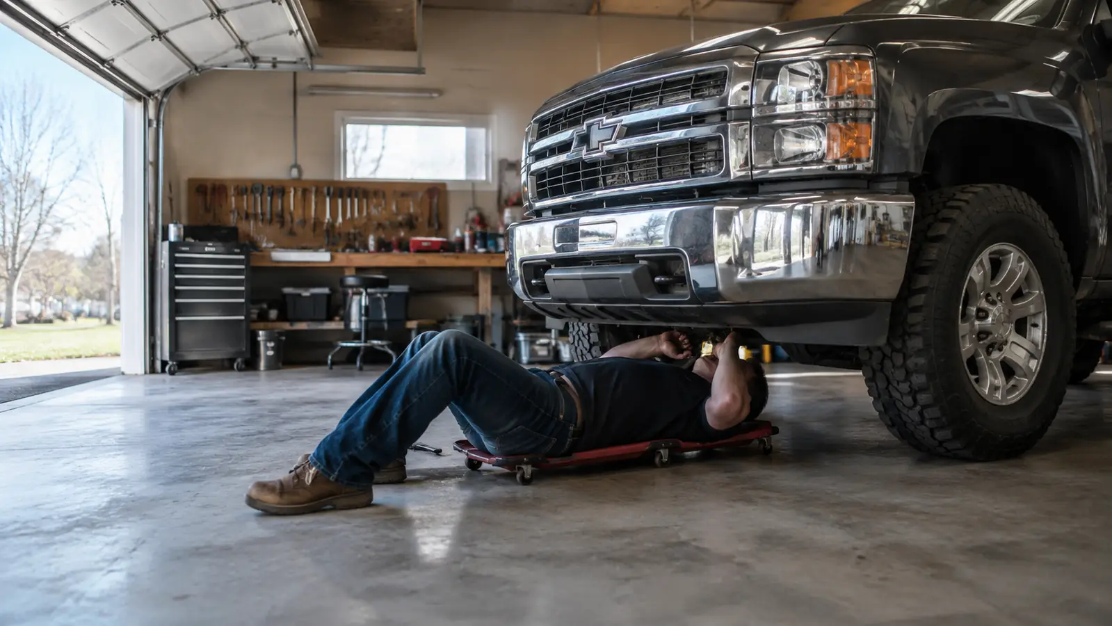How to Change the Oil in Your Pickup Using a Creeper